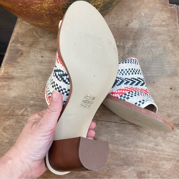 J Crew Mules Heels size 10 Marlow Southwestern wicker aztec white NEW - Picture 10 of 10